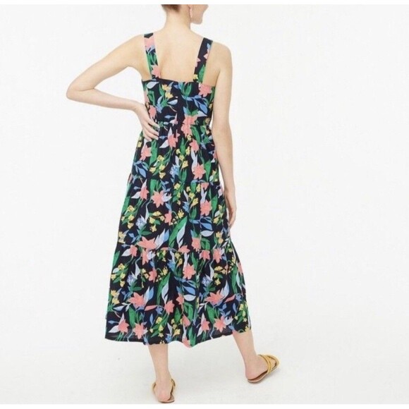 J. Crew Imogine Women's Size 14 Floral Tiered Sleeveless Midi Maxi Dress Cottage - Picture 2 of 8